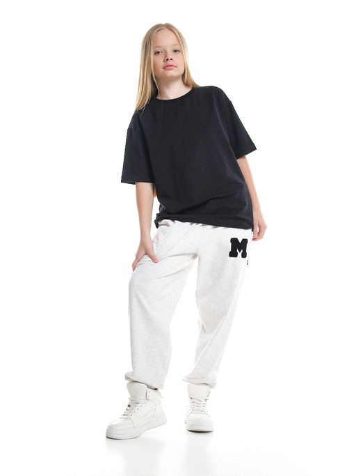 Брюки спортивные с эмблемой 22-7611 светло-серый меланж - Mini maxi фото 41