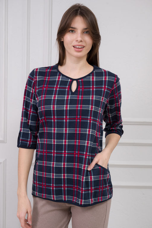 Кофта женская из интерлока Анфиса серо-красный - Амадэль фото 5