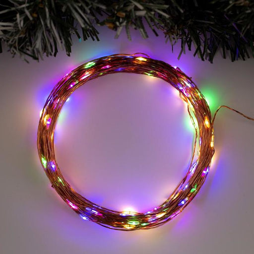 Гирлянда Нить 20 м роса, IP20, медная нить, 200 LED, свечение мульти, 12 В