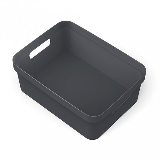Контейнер-ящик хозяйственный для хранения пластмассовый 4,5л "Фолк", 36х27х13,5см, графит (Россия)