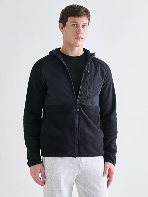 Kap??onlu Polar Erkek Fermuarl? Sweatshirt