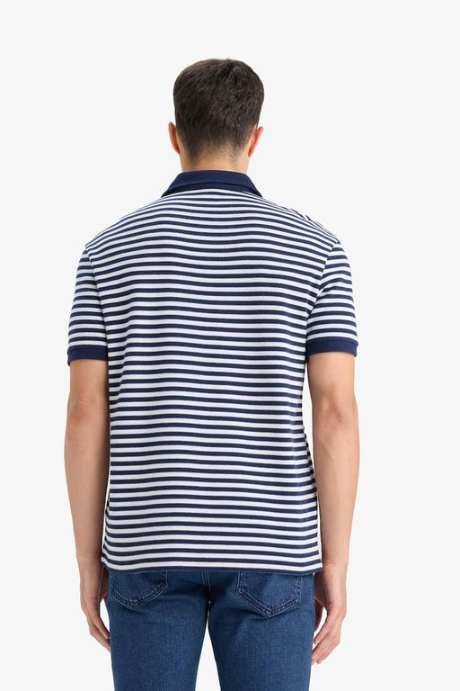 Regular Fit Polo Yaka K_sa Kollu _izgili Ti__rt - Defacto фото 6