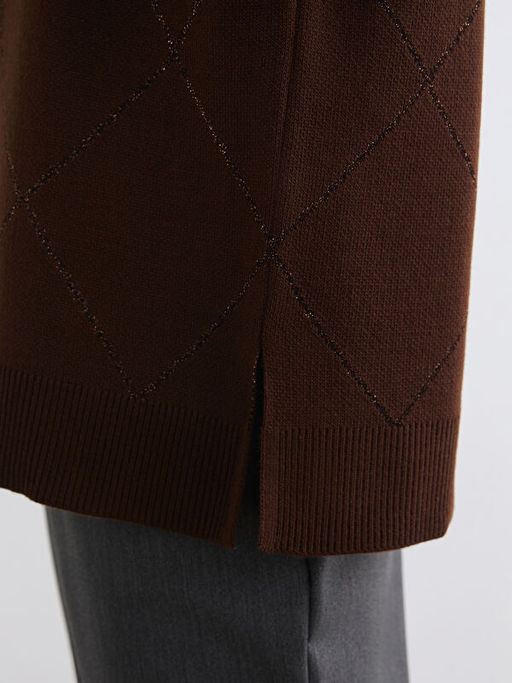 Bisiklet Yaka Baklava Desenli Kad?n Triko Kazak