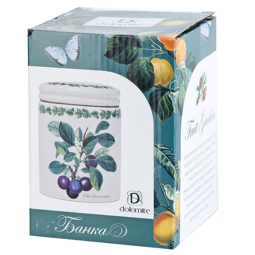 Банка для сыпучих продуктов Fruit Garden 10х10х13,5см v=630мл (керамика) (подарочная упаковка) - Dolomite фото 2
