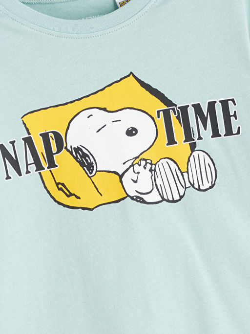 Bisiklet Yaka Snoopy Bask?l? Erkek ?ocuk Pijama Tak?m?
