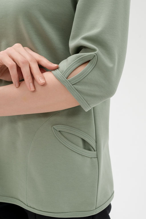 Кофта женская из коттон фита Анфиса полынь - Амадэль фото 8