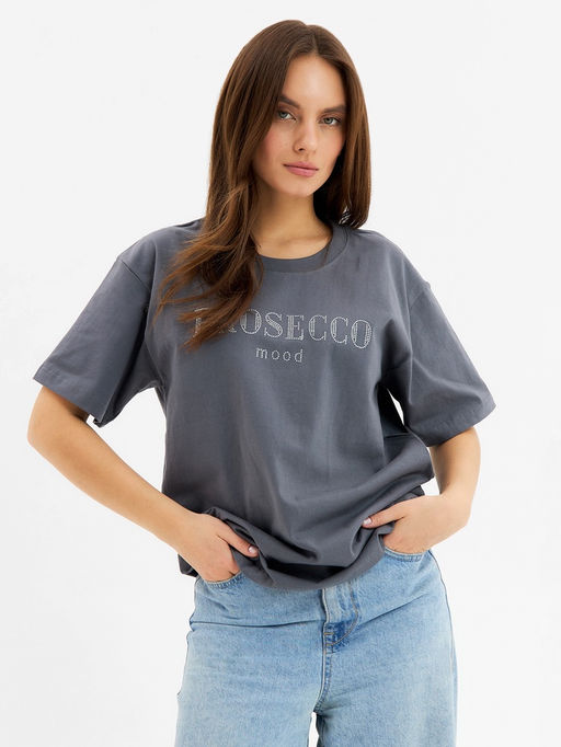 Футболка женская KAFTAN: Prosecco, серая, размер 40-42