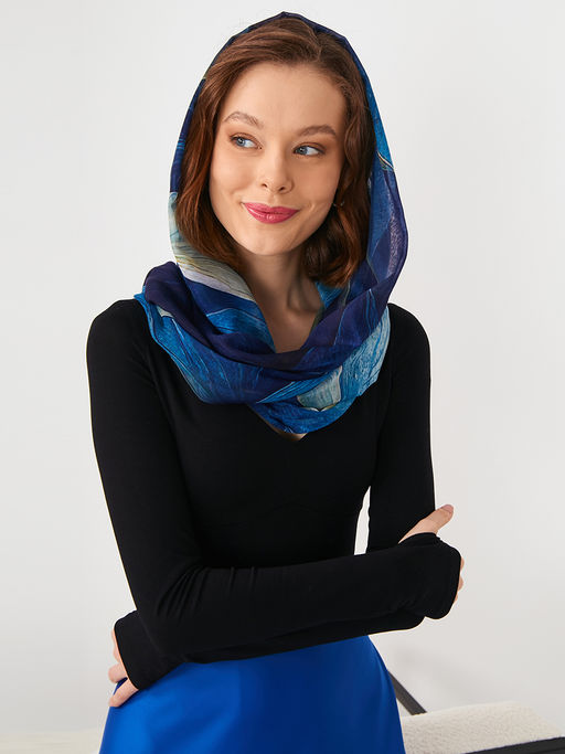 Большой, мягкий, тонкий и очень нежный двусторонний палантин с рисунком в стиле арт-дек - Tantino фото 10