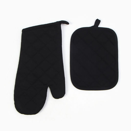 Набор кухонный Этель, цв. чёрный: варежка-прихватка 15х30 см, прихватка 18х21 см  фото 2