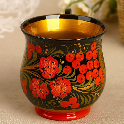 Кружка дерево хохлома «Соковая», 9×9 см, МИКС