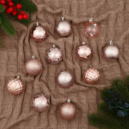 Ёлочные игрушки Морозные узоры, шары новогодние, d=4.5 см, набор 24 шт., розовый - Зимнее волшебство фото 2