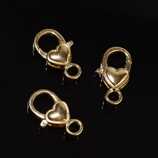 Замок карабин Сердечко, гладкое, 3 шт. 14?26 мм, цвет золото