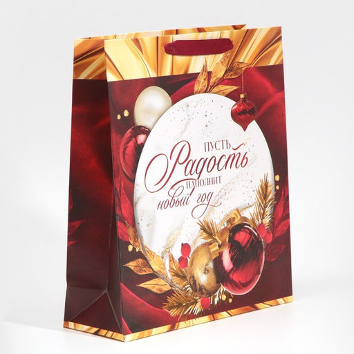 Цена за 2 шт. Пакет подарочный новогодний ламинированный «Радость рядом с тобой», M 26 х 30 х 9 см
