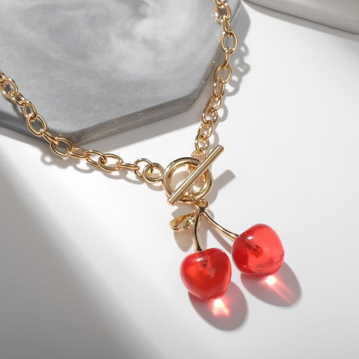 Кулон «Цепь» ветка вишни, цвет красный в золоте, 45 см