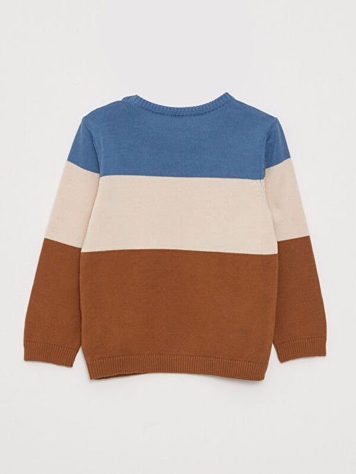 Bisiklet Yaka Uzun Kollu Renk Bloklu Erkek Bebek Triko Kazak - Waikiki фото 2