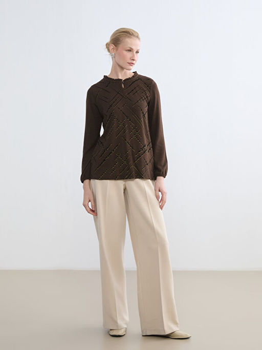 Bisiklet Yaka Desenli Bluz