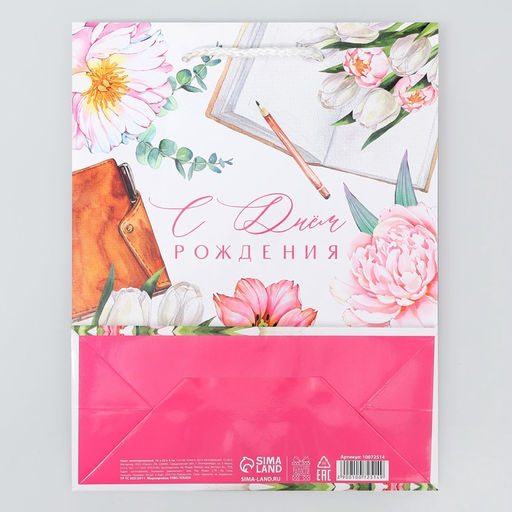 Цена за 2 шт. Пакет подарочный ламинированный, упаковка, «С Днём рождения», MS 18 х 23 х 8 см