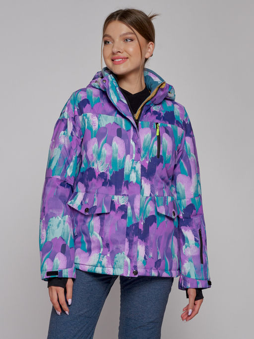 Горнолыжная куртка женская зимняя фиолетового цвета 2302-2F - Chunmai фото 2