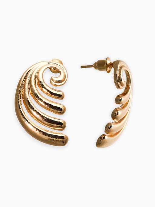 Цена за 2 шт. Серьги металл «Волна», цвет золото