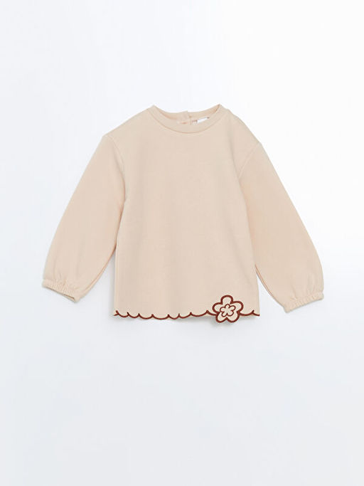 Bisiklet Yaka Uzun Kollu ?i?ekli K?z ?ocuk Sweatshirt ve Tayt - Waikiki фото 2