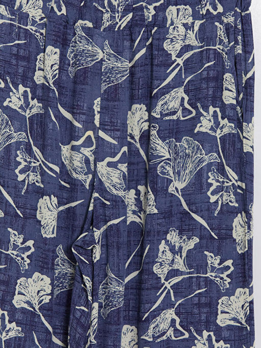 Beli Lastikli ?i?ekli Kad?n Pantolon