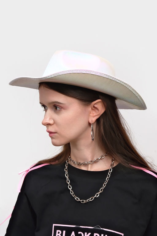 Карнавальная шляпа "Диско" розовый жемчуг, перломутр р-р 56-58