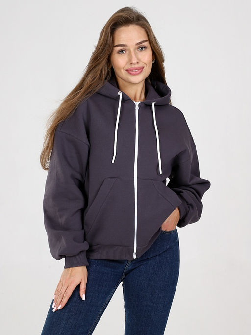 Толстовка Джерри  женская на молнии из футера с начесом Серая - Амавес-текстиль фото 12