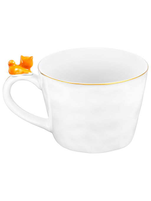 Кружка 300 мл 14*10*7,5 см "Собачка" белый с золотом, фарфор