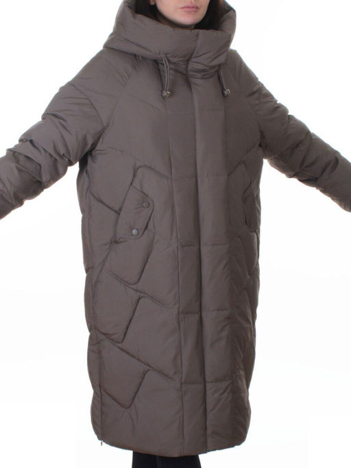 A621 GRAY/BROWN Пальто зимнее женское (200 гр. холлофайбер)