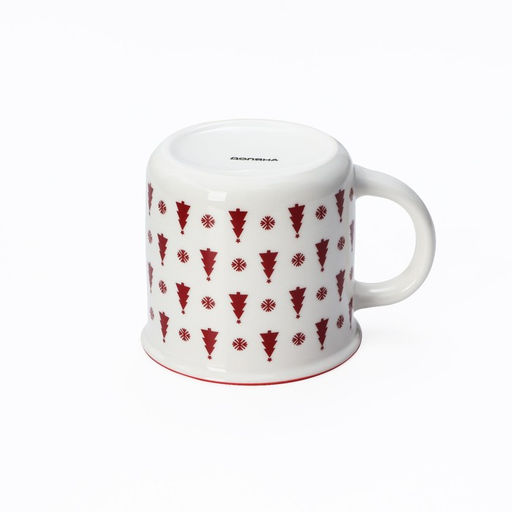 Кружка новогодняя Доляна «Ёлочки», 380 мл, для чая, фарфор, 13×10×8.7 см, белая