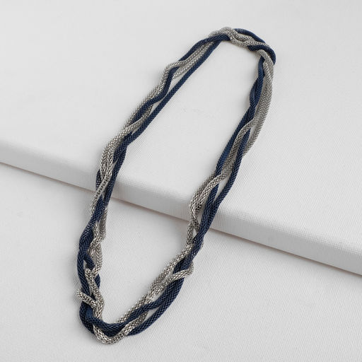 Бусы Трансформер 2 нити (несколько способов носки), цвет сине-серебряный, 118 см