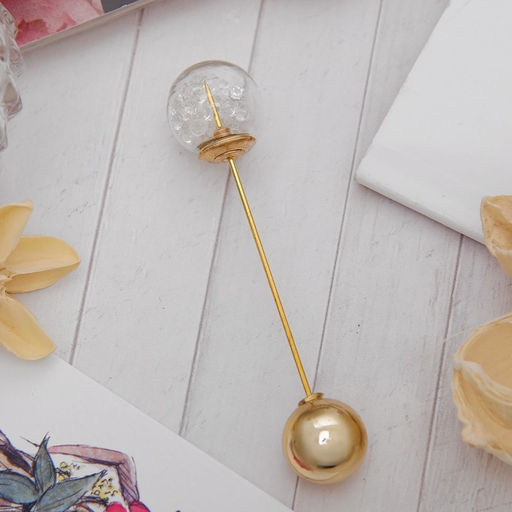 Булавка «Волшебный шар», 7.7 см, белая в золоте