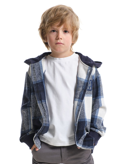 Толстовка для мальчика детская одежда UD 7989 син-белая клетка - Mini maxi фото 3