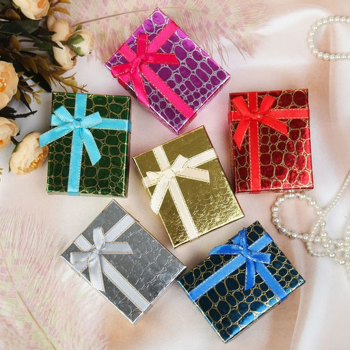 Цена за 6 шт. Коробочка подарочная под серьги, кулон, кольцо «Рептилия», 7×9 см, (полезная часть 6.2×8.4 см,), МИКС