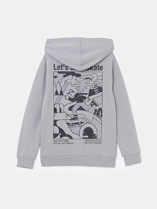 Kap??onlu Bask?l? Erkek ?ocuk Sweatshirt - Waikiki фото 2
