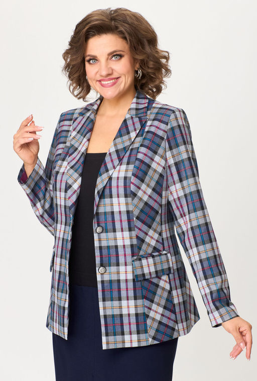 Костюм БелЭльСтиль 412/597 синяя клетка + синий однотон фото 4