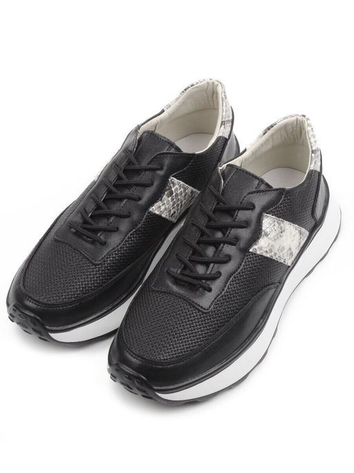 03-C129-1 BLACK Кроссовки женские (натуральная кожа)