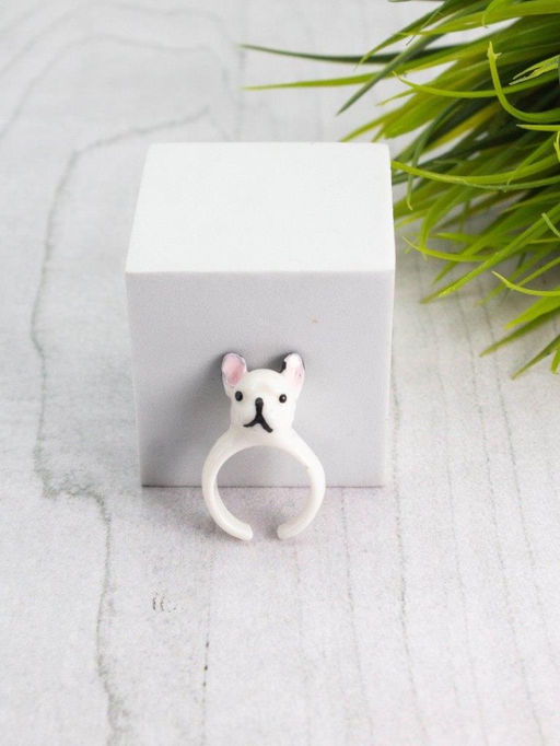 Кольцо акриловое GIRLY "Dog", white (d=1,7 см)