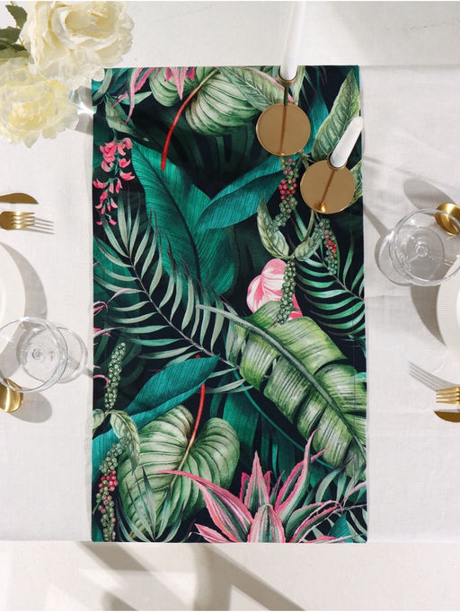 Дорожка на стол «Этель» Tropical parrots, 40×146 см, 100% хлопок, саржа 190 г/м², зелёная