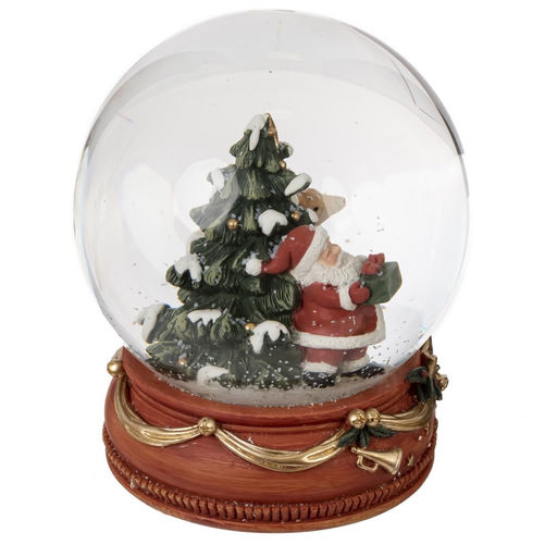 Фигурка декор в стекл шаре "Дед Мороз и елка", D 12 см, L12 W12 H13,5 см