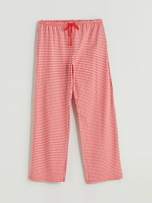 Petite Beli Lastikli Ekose Kad?n Pijama Alt