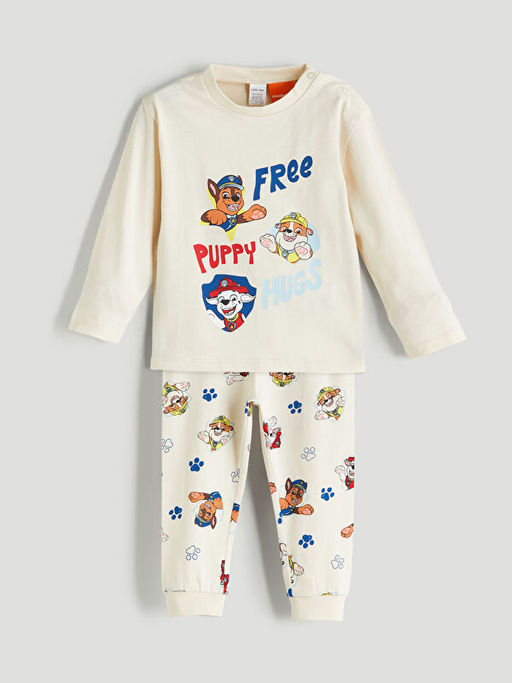 Bisiklet Yaka Paw Patrol Bask?l? Erkek Bebek Pijama Tak?m?