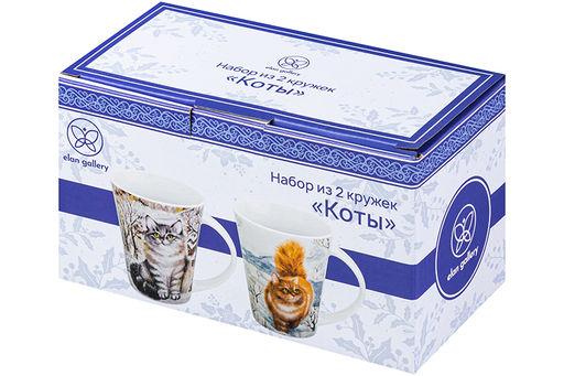 Набор 2 кружек 350 мл 12*9*11 см Коты NEW BONE CHINA - Elan gallery фото 9