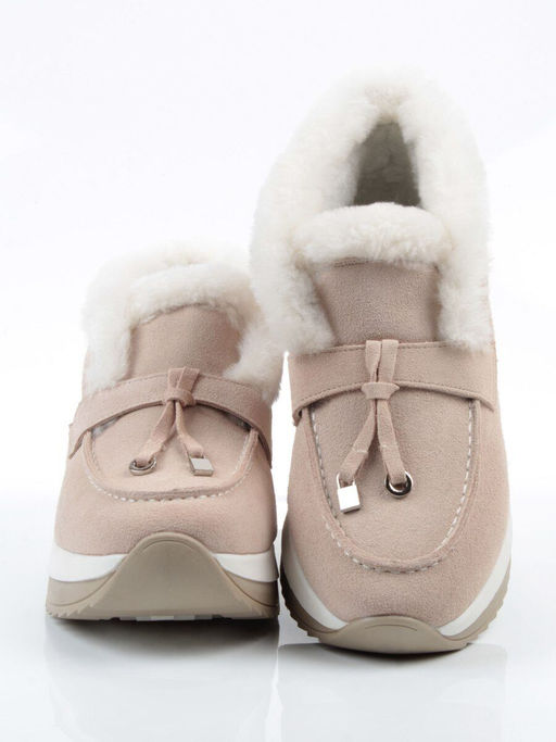 04-5520-7 LT. BEIGE Ботинки зимние женские (натуральная кожа, 100% шерсть)