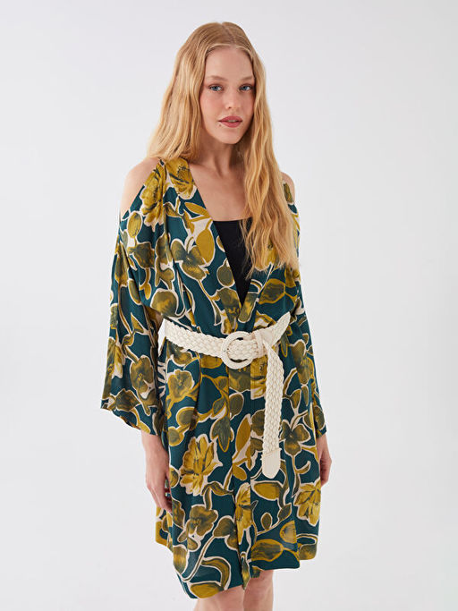 ?al Yaka Desenli Vual Kad?n Kimono
