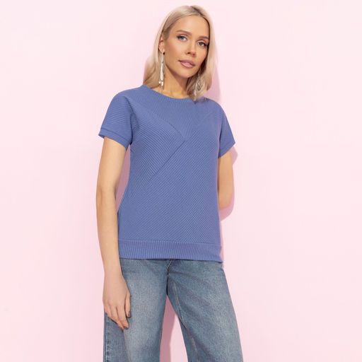 Футболка из фактурного трикотажа Искусство строить глазки (синий) - Charutti фото 2