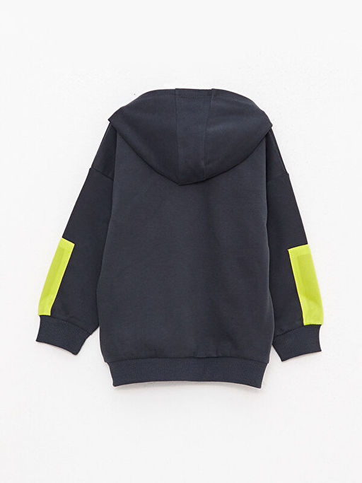 Kap??onlu Uzun Kollu Renk Bloklu Erkek Bebek Fermuarl? Sweatshirt - Waikiki фото 2