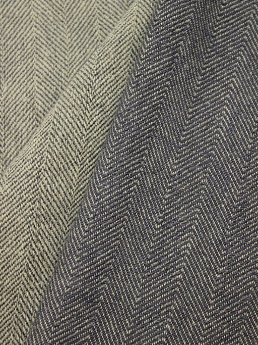 Лен костюмный с эффектом мятости Елочка цв.бежевый/чернильный, ш.1.4м, лен-100%, 360гр/м.кв - Купава фото 2