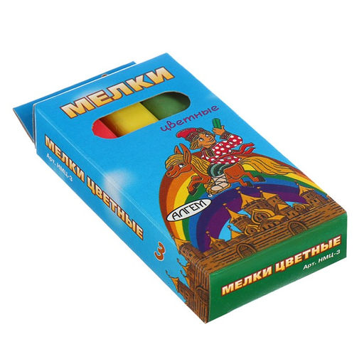 Цена за 6 шт. Мелки цветные "АЛГЕМ", в наборе 3 штуки, квадратные