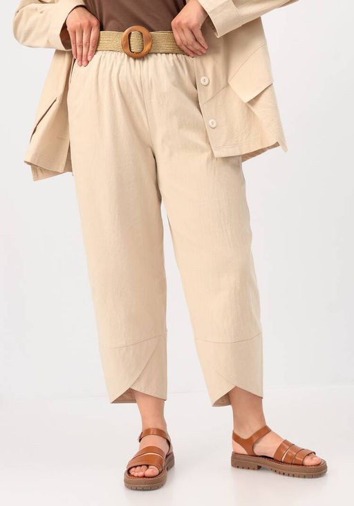 Брюки бананы с отрезным низом бежевый